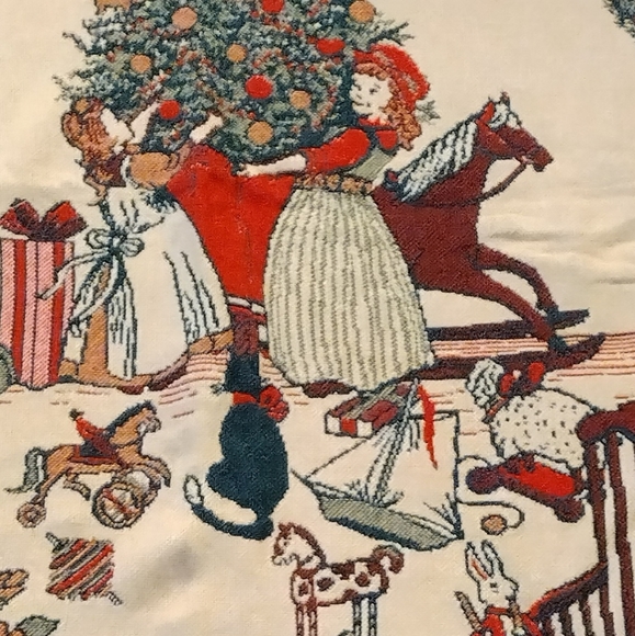 Vintage Bob Timberlake Christmas Family Home Tapestry Thick Throw Blanket 46x68 - Picture 12 of 12